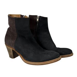 Peter Nappi Vero Cuoio Suede Boot Two Tone Black Brown Size 38 US 7